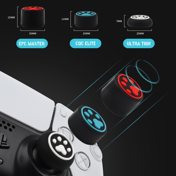 Katt-pote Grip Deksel for 6 stk Joycon Controller Joystick Tilbehør