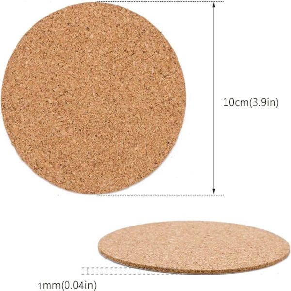 60 kpl itseliimautuvia korkkipyöreitä - 4\"x 4\" korkkilevyt Mini seinäkorkkilaatat aluslaseille ja DIY- käsitöille (pyöreä)