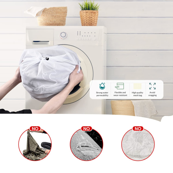 2-pack Tvättrådsnätpåsar 20 x 24 tum Dragkedja Nätpåse för Delikata Kläder Tunga Smutsiga Kläder Tvätmaskin