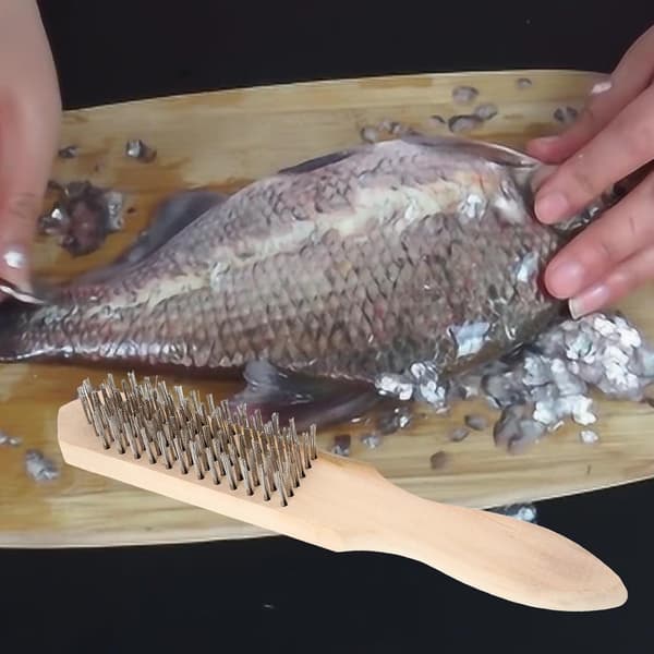 Fish Scraper Fish Cleaning Tool Wooden Handle Stainless Steel Quick and Efficient Descaling Easy