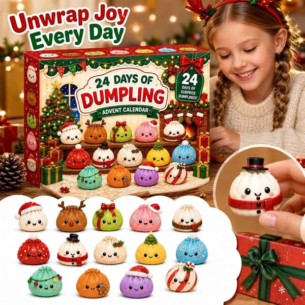 Julekalender 2026, 24 dages julenedtælling, 24 overraskende dumpling-squishies legetøj