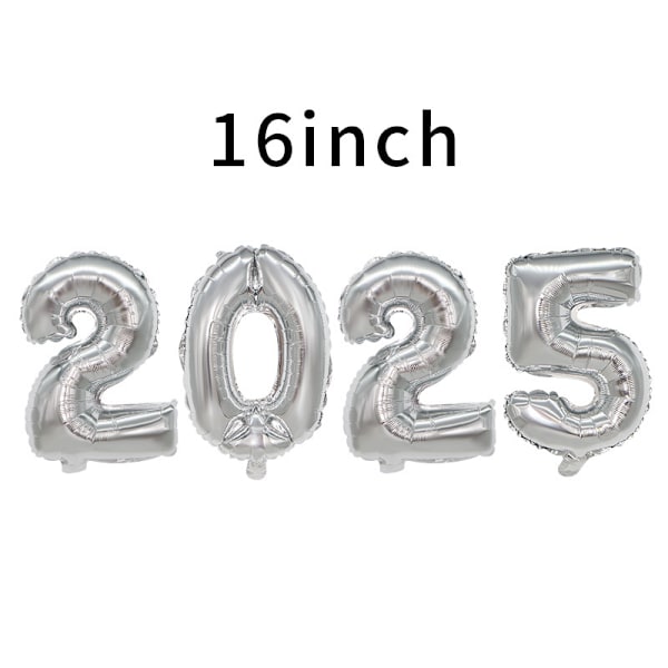 5-pack 2025 Ballonger, 16 tum 2025 Nummerballonger, 2025 Guldballonger, Stora Folieballonger med Glad Nyår för Nyårsafton