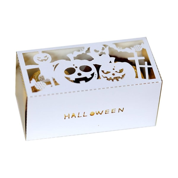 100pcs Halloween Cutout Chocolate Candy Box Pumpkin Ghost Cross Party DecorationWhite