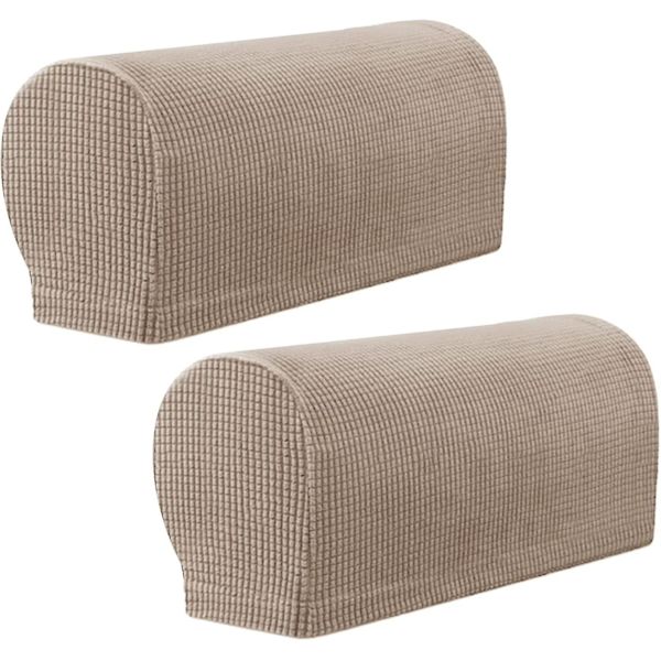 2 stk. Armlænsbetræk Blødt Polyester Spandex Strækstof Vandafvisende Armkapsler Til Stol, Sofa, Couch Sand Farve