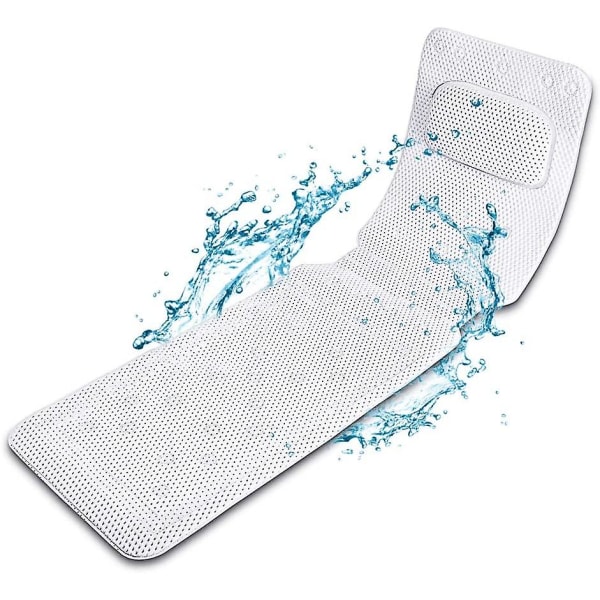 Full Body Bathtub Mat With Cushion White Antibacterial Pvc Full Body Spa Bath Mat With Suction Cups Cushion For Parents, Children