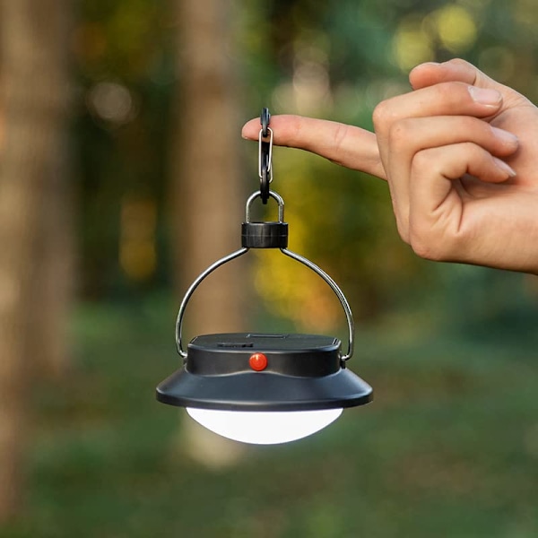 LED Tältlampa - 3 Ljusstyrkenivåer, Batteridriven, Vikbar Krok med Karbinhake, Perfekt för Utomhuscamping, Baldakin, Strömavbrott