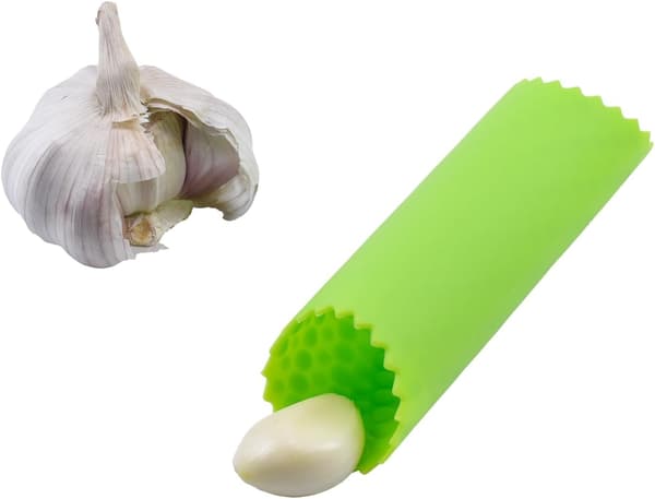 3-pack Silicone Garlic Peeler, Garlic Peeler, Peeling Roller Holder, Garlic Peeler Rollers (Yellow, Green, Blue)