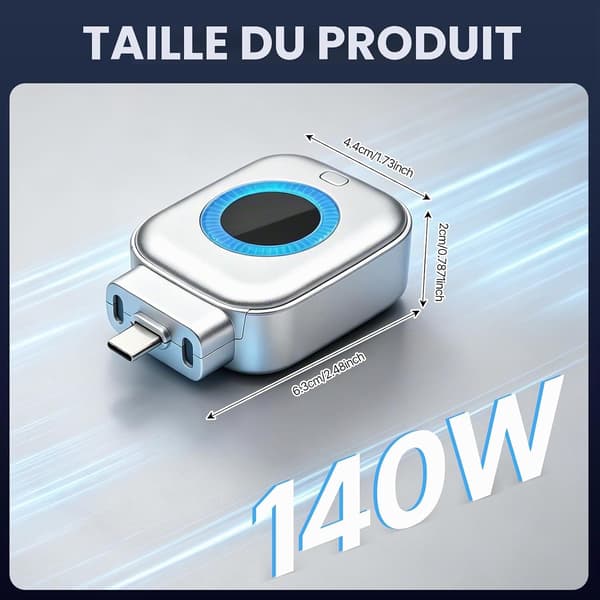 140W smart ladeadapter med automatisk utkobling, Type-C, 140W