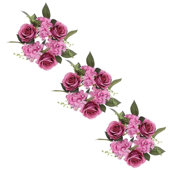 3st Ljusringar Kransar Konstgjorda Rose Blomma Ljusring För Bröllop Bordsfest Heminredning Lila20X20X8CM Purple 20X20X8CM