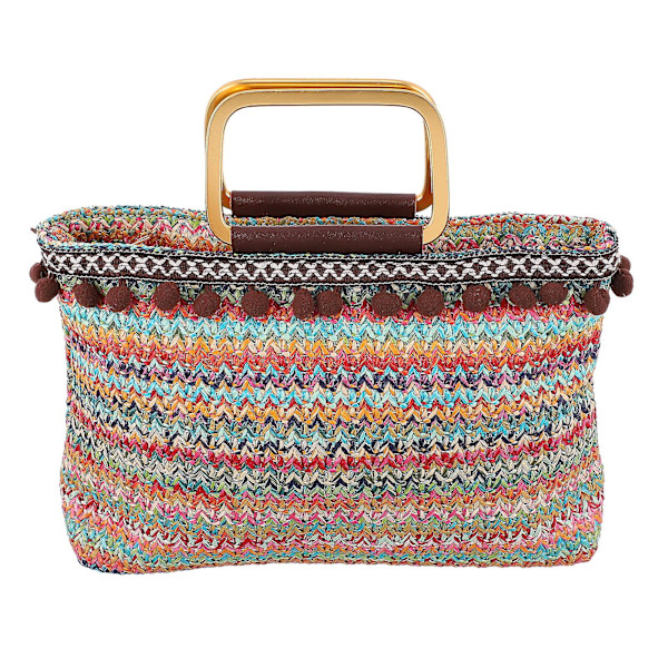 Vevd Håndveske Enkel Stil Håndveske Straw Vevd Veske Stor Kapasitet Veske Stor Kapasitet Håndveske Fargerik 30X18X8CM