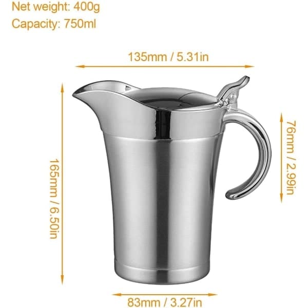 Rostfritt Stål Termos Dubbelväggig, Såsslev med Lock (750 ml) - WELLNGS