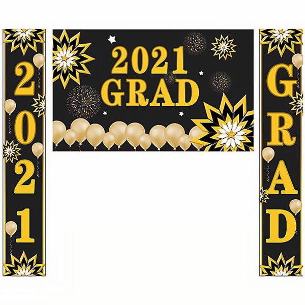 1 Set Of 3pcs Graduation Party Couplet Door Curtain Door Banner Graduation DecorBlack180X30CM