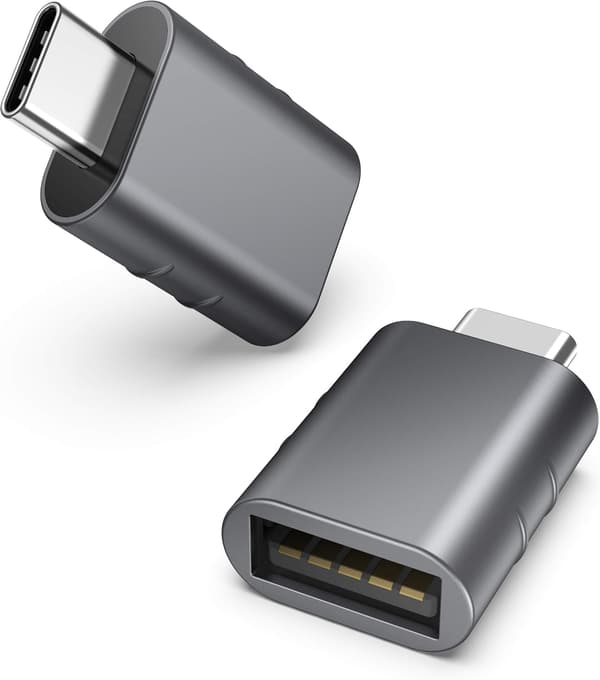 USB C - USB-sovitin 2 kpl USB C uros - USB3 naaras, iPhone 15 Pro Max MacBook Grey -yhteensopiva sovitin Grey