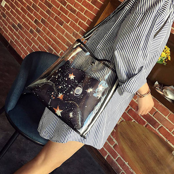 Damernas Sommar Transparent Crossbody Casual Shopping Tote Axelväska StrandväskaStar