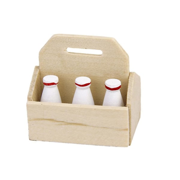 1/12 Minihus Miniatyrkök Mjölkställ Med Flaskor Set