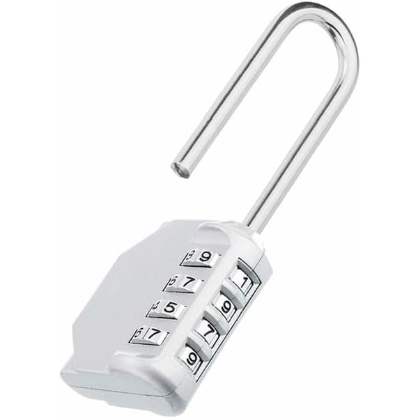 Large Handle Padlock, 4-Digit Combination Lock, Cadna with Long Handle for Gym Lockers, Changing Rooms, College, School Wardrobe, E
