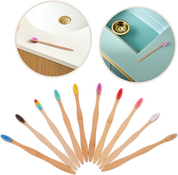10 pcs Bamboo Toothbrushes Portable Manual Toothbrushes with Soft Bristles and Ergonomic Handle
