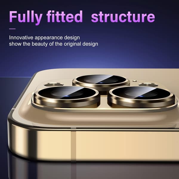 iPhone 14 Pro/iPhone 14 Pro Max Camera Lens Protector, [Drop Protection] 9H Tempered Glass Camera Cover, Metal Ring Protective Case.