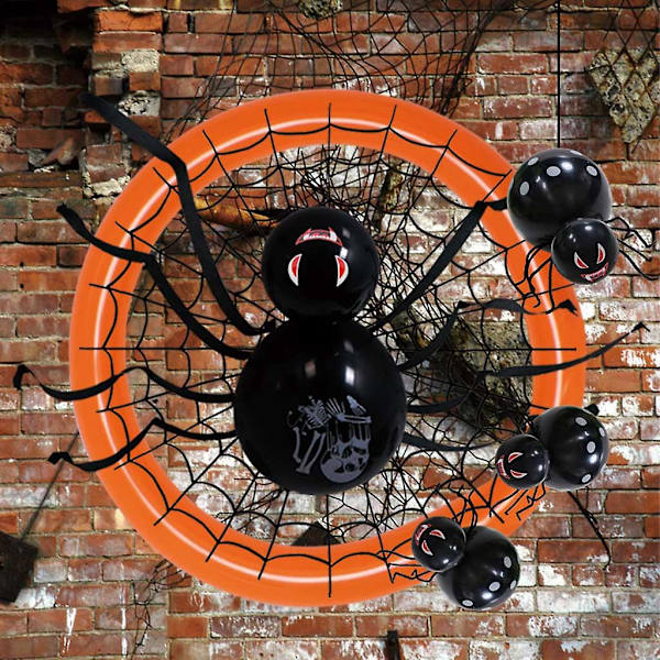 1 Sett Halloween Hengetak Dekorasjon med Edderkopp Skalle Latex Ballonger Klistremerker Festtilbehør Spøkelseshus Klubb Bar Dekor Hvit