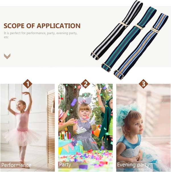 Elastiske midjebelter for barn 3-delt sett justerbare elastiske barnebelter med spenne
