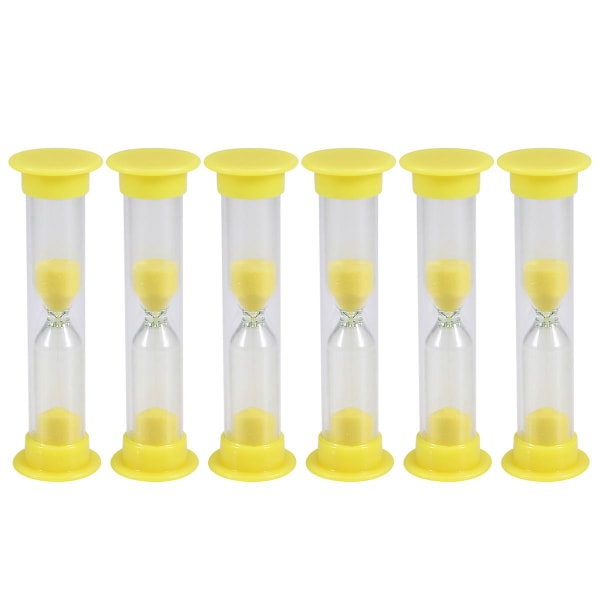 6 stk Sandklokke Timer Sandklokke Leke Sandklokke Sandglass Barn Sandglass Timer Tanntråd Timer Yellow 6pcs