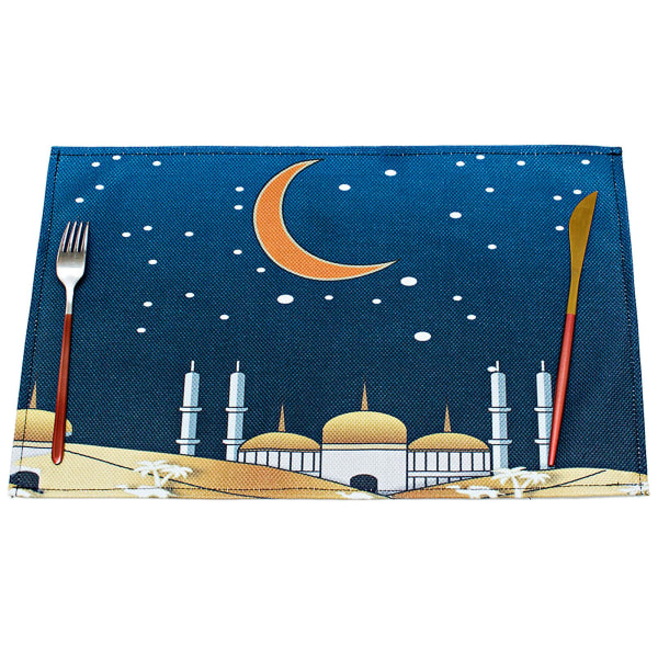 Desert moonMubarak Dekorativt Lin Placemat Dekorasjon Hjem Moské DekorasjonDesert moon