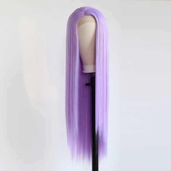 Lilla glat hår til kvinder - Cosplay paryk med langt hår