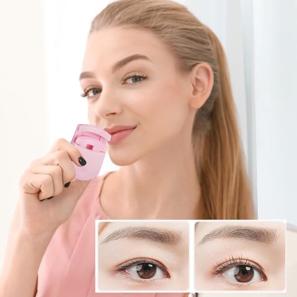 2-piece Eyelash Curler - With Extra Replacement Pads - Portable - Suitable for Partial and Full Eye Makeup - Pink