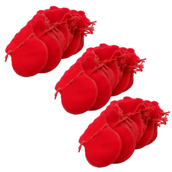 60 röd sammet ovala örhängen Bröllopspresent Gåva Favor Bag Pouch