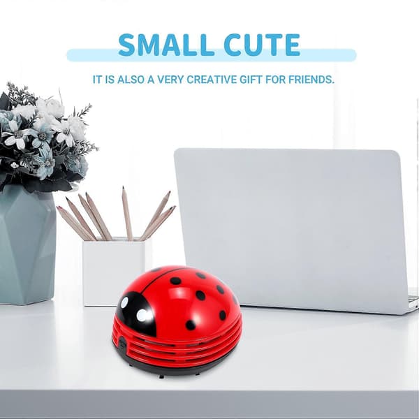 Ladybug-patterned battery-operated mini desk vacuum cleaner