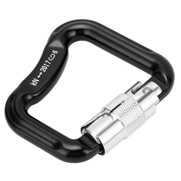 20KN Automatic Locking Climbing Carabiner D Shape Lightweight Twist Lock Black