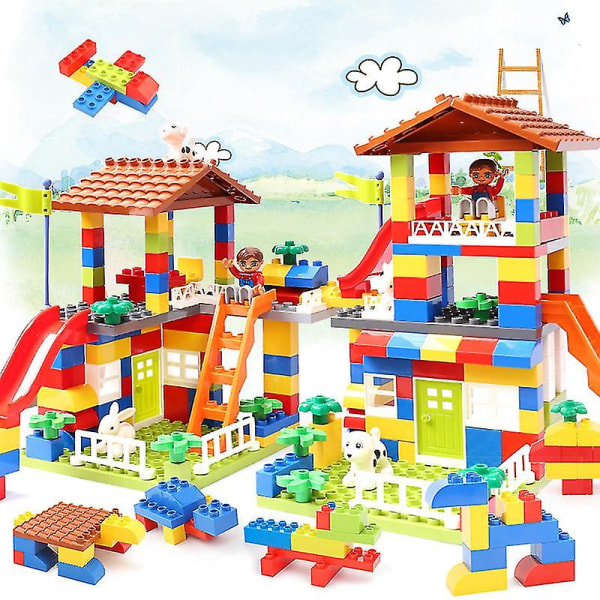Gør-det-selv farverigt byhus tag stor størrelse partikel byggeklodser Slot pædagogisk legetøj til børn