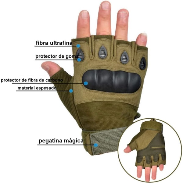 Halvfinger taktiske handsker med ledbeskyttelse, skridsikre og modstandsdygtige sportshandsker, militærhandsker til mænd og kvinder
