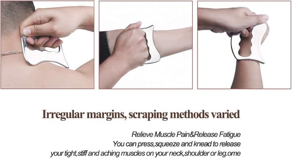 1 stk. Gua Sha-værktøj i rustfrit stål - Massageskrabeværktøj til mobilisering af blødt væv, fysioterapi til ryg, ben