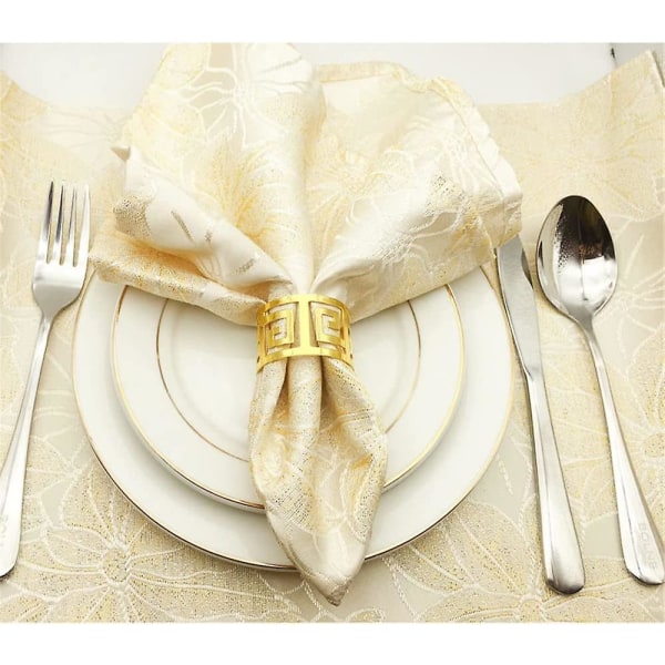 12 delar gyllene servettring runda servettringar och servetthållare för bröllop, bankett, middag, bordsdekoration, fest
