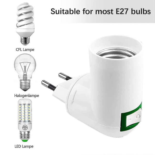 4 Pieces E27 with Switch Construction Socket AC 220V Electrical Socket for Kitchen Wall Lamp Adapter LED Bulb Holder (White) -Sy