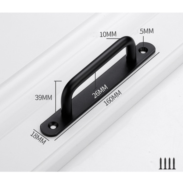 2 stk. Skydedørsgreb, Sort (160mm)