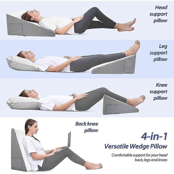 Wedge Pillow for Sleep, Post-Surgery Acid Reflux, Triangular Elevated Pillow for Bed, Dorm, Office, Air Layer, Memory Foam