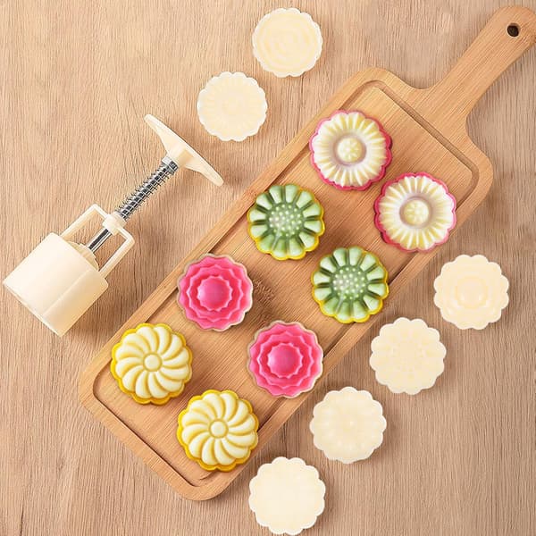 Mooncake Baking Mold Cake Mold Flower Shaped Metal ABS Easy to Use Make