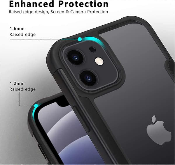 Designed for iPhone 12 Case, [Ultra Slim & Thin] Crystal Clear Phone Case Protective Shockproof Cover for iPhone 12 6.1 \" Black