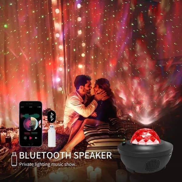 LBell Galaxy 3-i-1 Night Light Projector - Star Projector + Ocean Wave LED Projector - Black - Kids