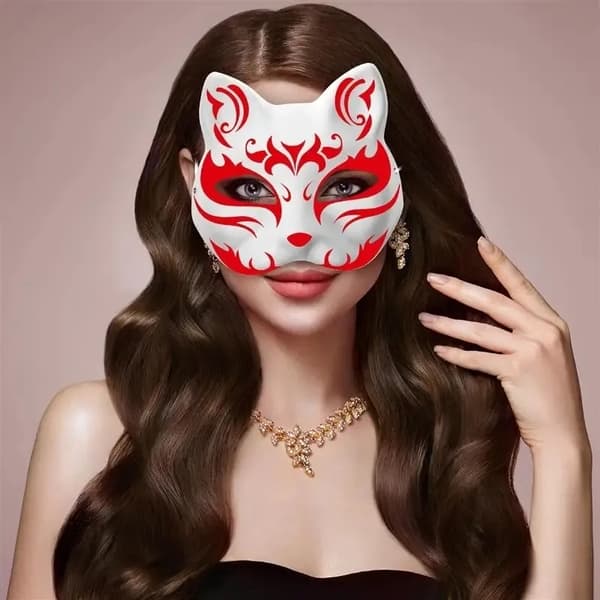 10 Katteansigtsmasker til Maling - DIY Hvide Masker til Maskerade og Halloween Vit white