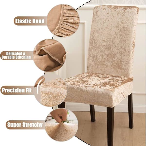 Fire elastiske trekk til spisestuestoler, egnet for bruk hjemme, i bryllup og på restauranter.