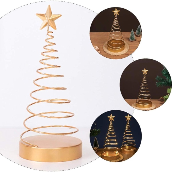 Miniature jern kunst juletræ, lysende boligdekoration bordplade juletræ, kreativt dekoration træ med LED lys