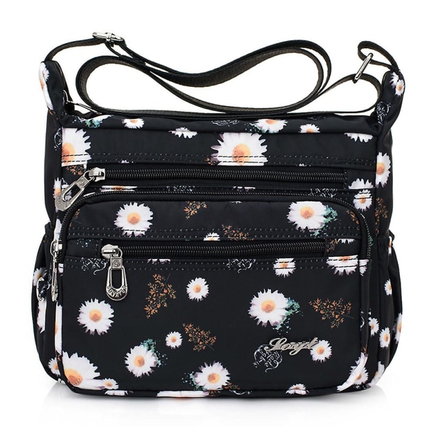 Nylon, blommig, korsad väska med flera fickor för kvinnor, axelväska, stil 7