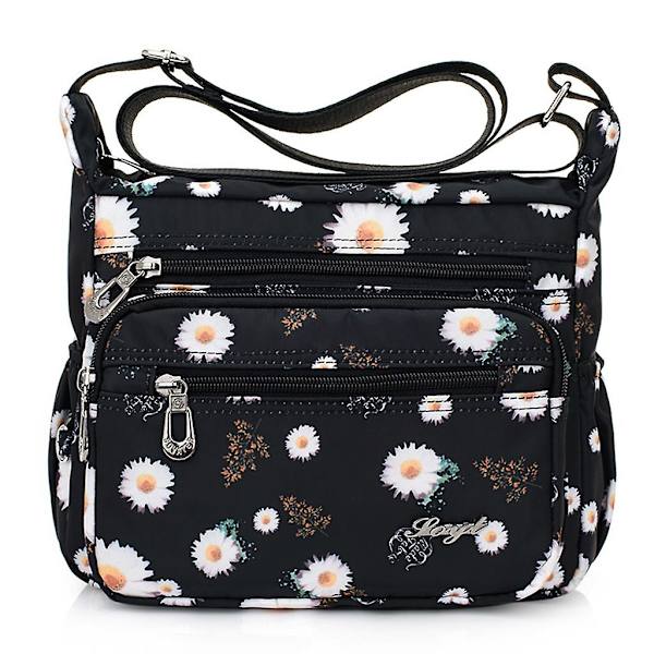 Nylon Blomster Multi-lomme Crossbody Taske til Kvinder Rejsetaske Style 5