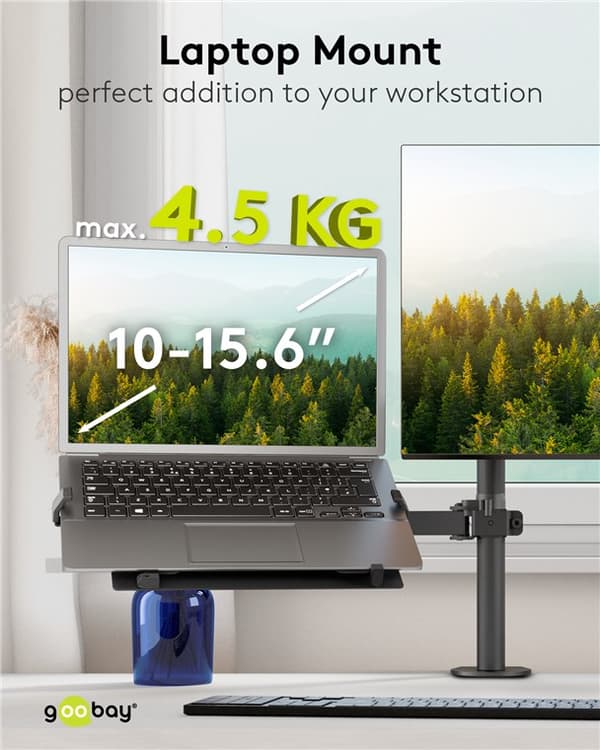 Laptopfeste for skjermarm