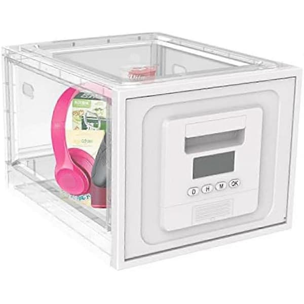 Digital Timer Låsbox, Mobiltelefon Låsbox med Timer Vit White