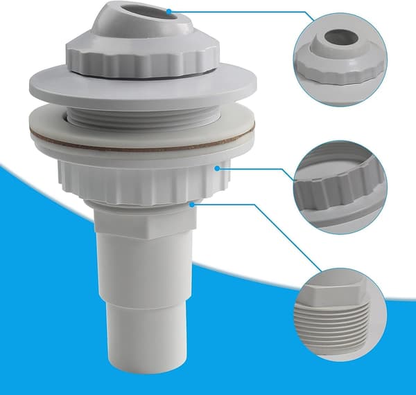 Poolindløbsdyse, indløbsdyse til stålpooler, poolspreder, 32mm/38mm slangeforbindelse, pooltilbehør (