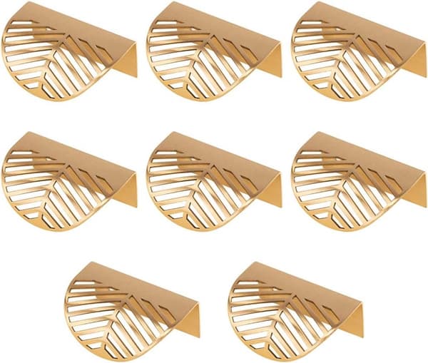 Bladhåndtag, Skabsdørknopper, Møbelhåndtag, Guld Zinklegering, 8 stykker